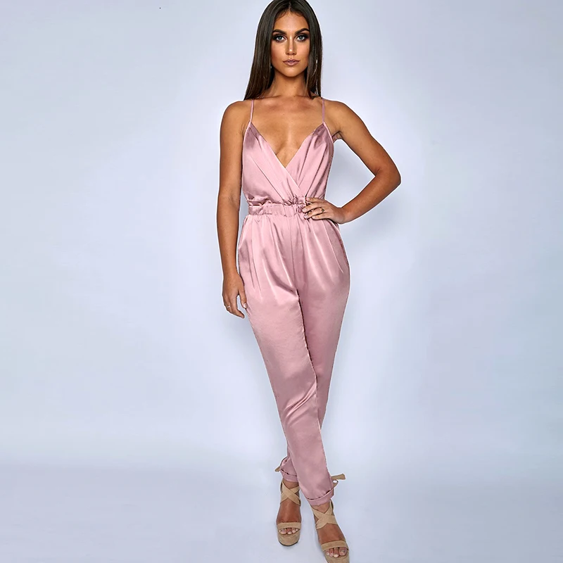 Pink Red Black Open Back Elegant Jumpsuit | Uniqistic.com