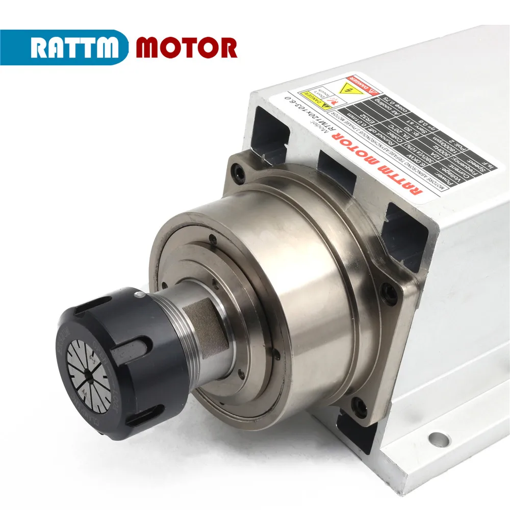 6.0kw ER32 空冷スピンドルモーター 220v 380v スクエアスピンドルマウントフランジ 4ベアリング、ルーターおよびフ Square Air Cooled Spindle 6KW 380V ER32 runout off 0.01mm 4 bearings for  CNC Router Engraving Milling Machine - AliExpress 202216001
