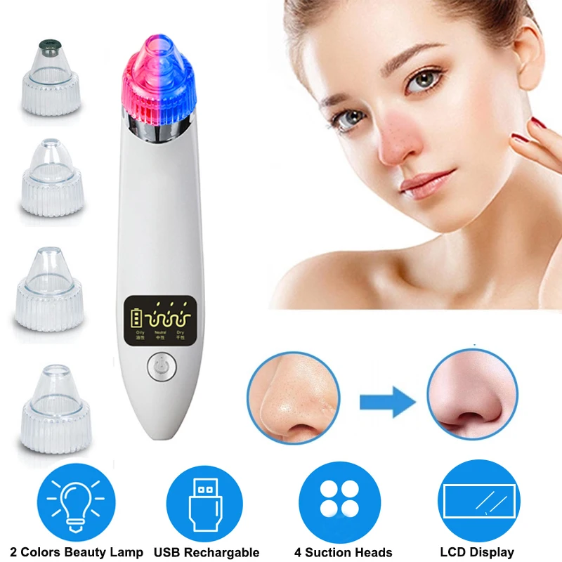 Blackhead Pore Vacuum LCD Display Electric Acne Pimple Remover Tools Vacuum Suction Black Spot Pore Cleaner Face Skin Care Tool