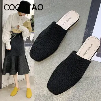 

Baotou Half Slippers Women Wear Fashion 2020 New Summer Korean Knitted Lazy Shoes Ins Tide Comfortable Sandals And Slippers