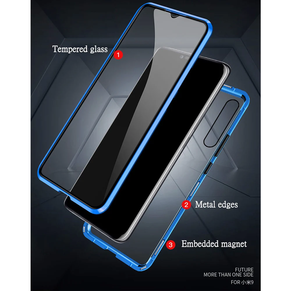 Двухсторонний стеклянный чехол для телефона Xiaomi Pocophone F1 9 Pro 9T CC9 Redmi K20 Pro Note 8 Pro чехол с магнитной адсорбцией металлический чехол