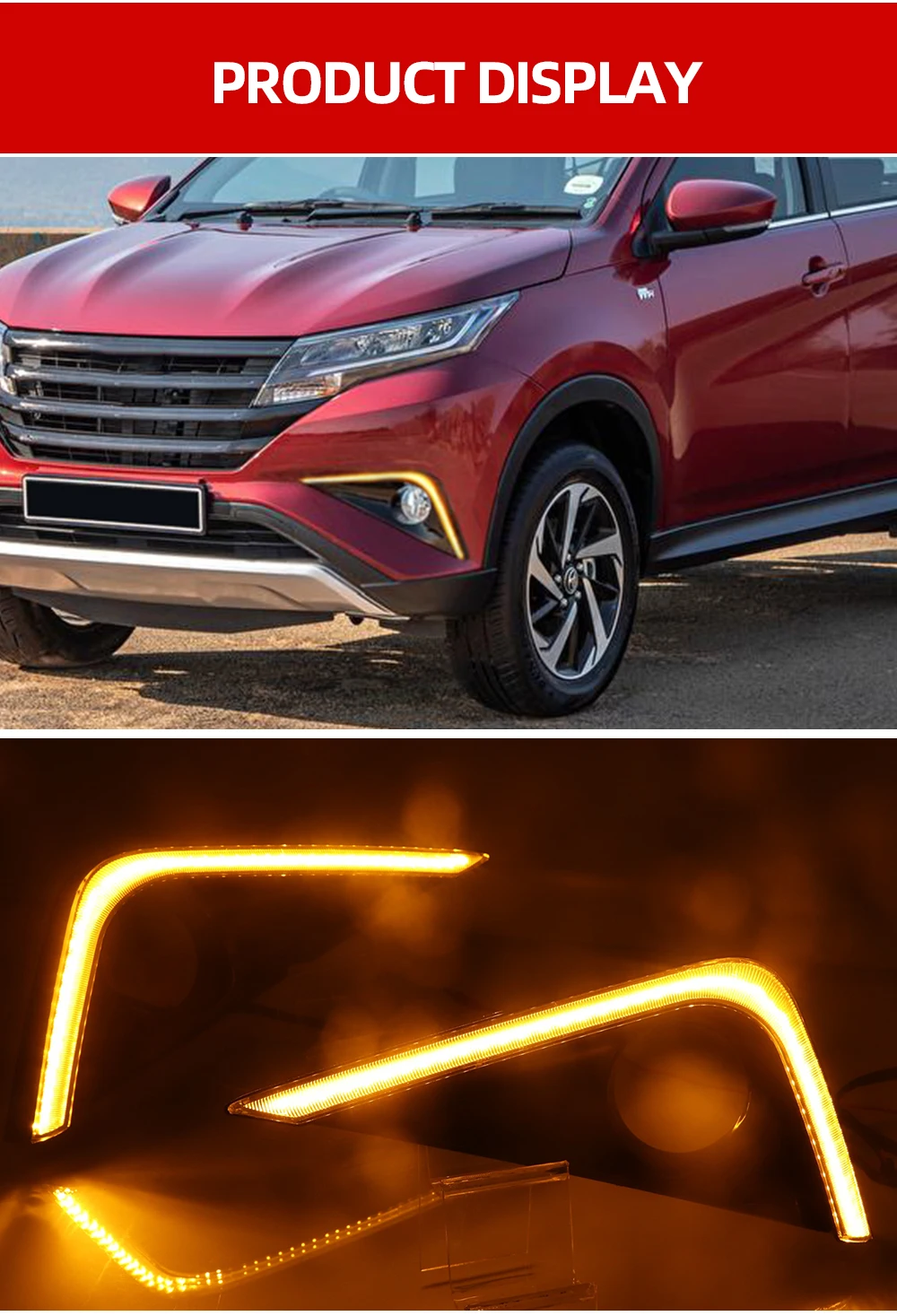 Автомобильная проблесковая 2 шт. Светодиодный дневной светильник для Toyota Раш автомобильные аксессуары Водонепроницаемый 12 В DRL Противотуманные фары украшения