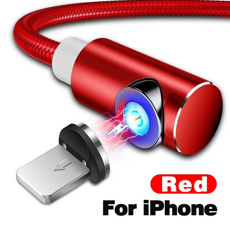 For iPhone Red INIU 2 м Магнитный кабель Micro Тип usb C Зарядное устройство для зарядки для iPhone XS X XR 8 7 samsung S8 магнит Android телефонный кабель Шнур - Цвет: For iPhone Red