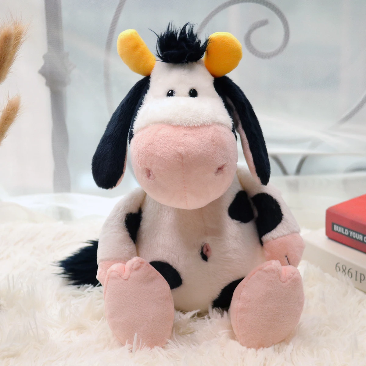 

2021 New Cute Kawaii Cartoon Plush Toy Cow Comfortable Stuffed Animal Baby Doll Pendant Keychain Children's Toy Christmas Gift