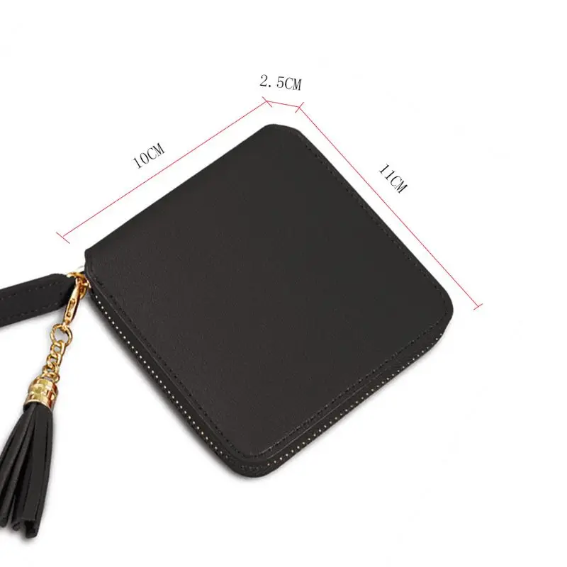 Fashion Leather Short Wallet Tassel Small Change Bag Zipper Wallet Ladies Coin Purse 517D