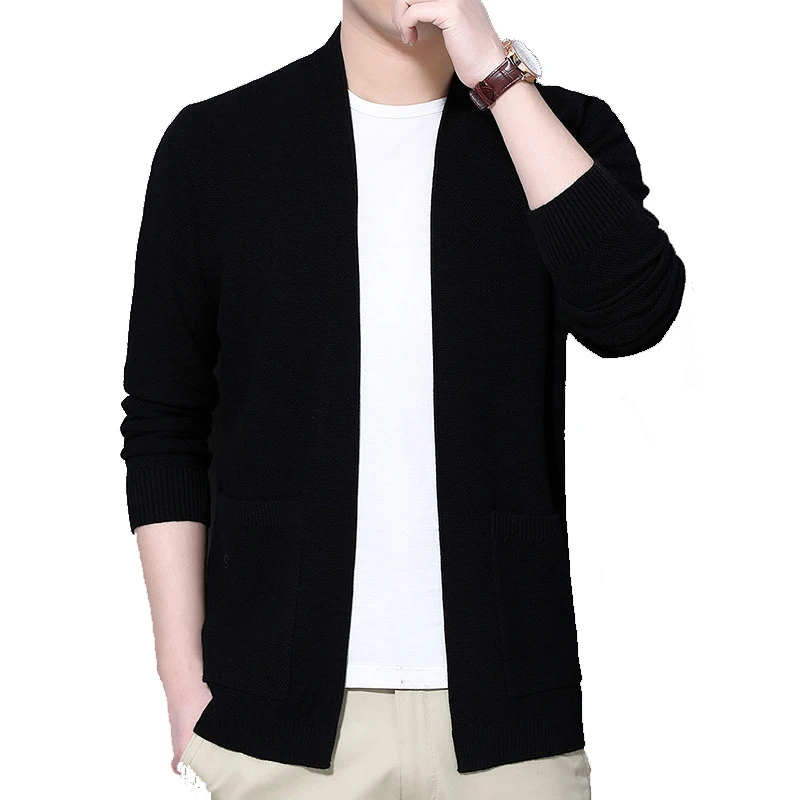 

Man Korea Knitted Sweater Men's V-Neck Rabbit Fur Cardigan Solid Color Sweatercoat Outwear