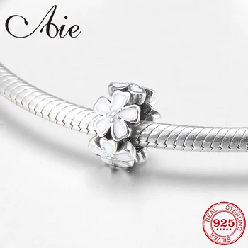 

New for women 925 Sterling Silver DIY gift white flower fine spacer Beads Fit Original European Charm Bracelet Jewelry making