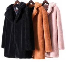 Зимнее новое пальто из искусственного меха для девушек, большой размер, свободное меховое пальто, длинный абзац, имитация овечьей шерсти, теплое однотонное меховое пальто G1289