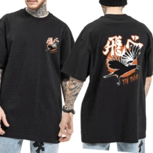 

Haikyuu T Shirt for Men Women Kuroo Anime Tee Shirt Fly High Double Sided Cotton T-shirt Karasuno Japanese Streetwear Tshirt Top
