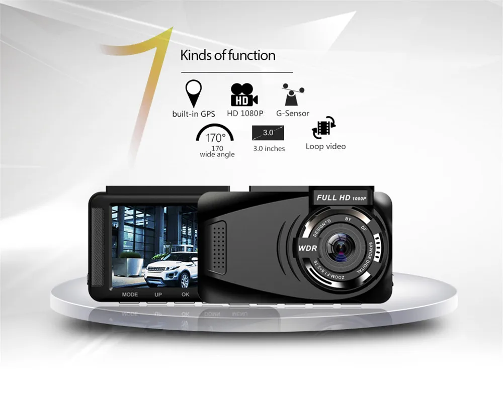 Blueskysea H191 Автомобильный видеорегистратор для автомобиля FHD 1080P Автомобильный видеорегистратор 3," 170 ° широкоугольный FHD 1080P 30FPS мониторинг парковки ночного видения