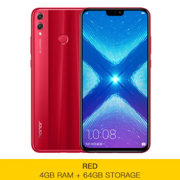 4G 64G Red Honor 8X8 X, смартфон Kirin 710, 4 Гб, 6 ГБ ОЗУ, 64 Гб ПЗУ, 6,5 дюймов, Восьмиядерный экран, отпечаток пальца, ID, 3750 мА/ч, задний, 20 МП - Цвет: 4G 64G Red
