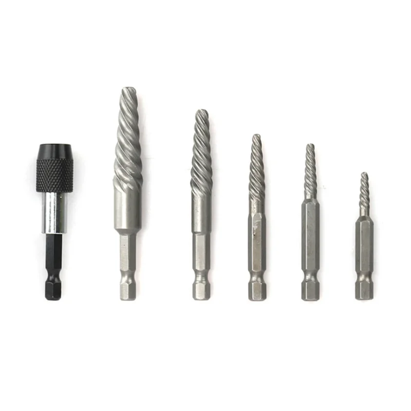 

6pcs screw removal drill, hexagonal handle and wrench. Broken reduction guide bush. Broken bolt remover is easy to disassemble