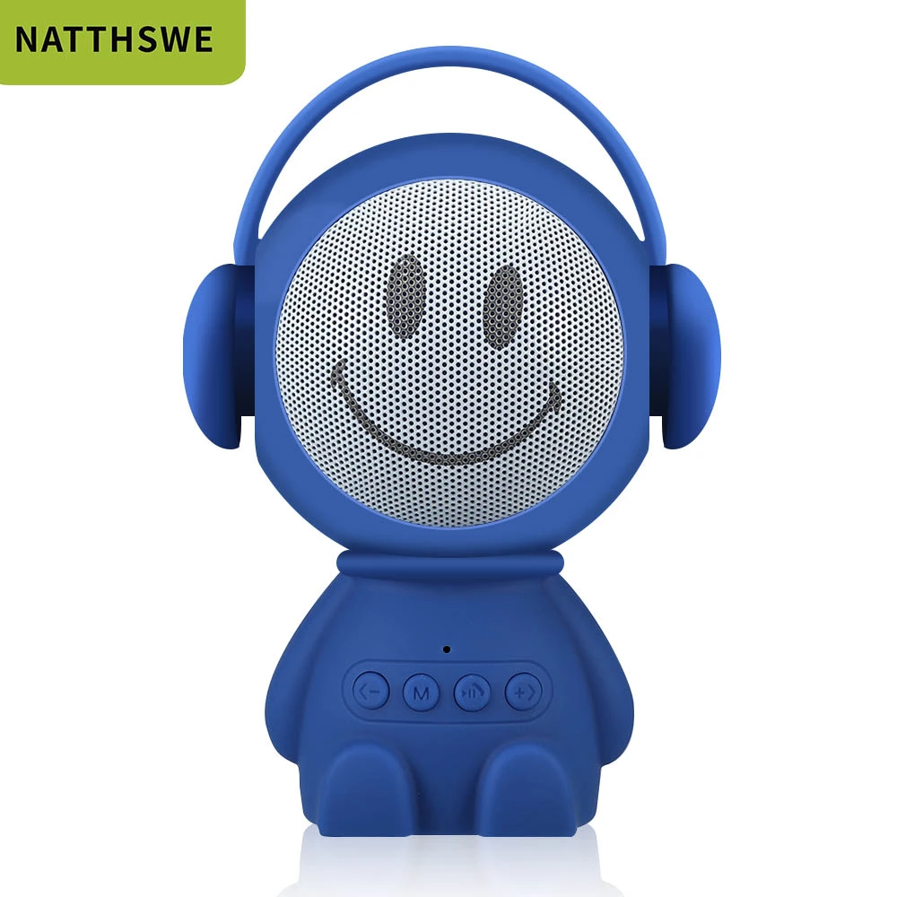 NATTHSWE Портативный беспроводной Bluetooth динамик s Led беспроводной динамик плеер USB Радио Fm Mp3 для детей подарок - Цвет: Синий