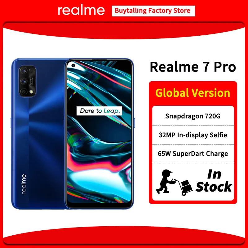 Глобальная версия Realme 7 Pro мобильный телефон 6 4 дюйма Super AMOLED Snapdragon 720G
