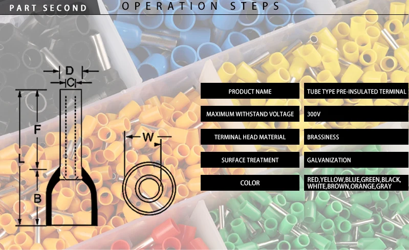 Boxed VE Series Insulated Terminal Block Cord End Crimping Sleeve Terminal Cable Wire Connector Electrical Tube Terminals Suit