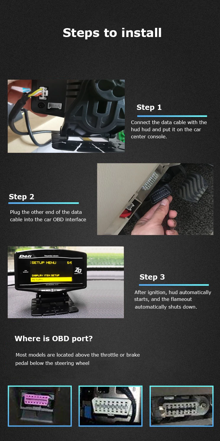 Универсальный OBD2 Hud Дисплей OBD Ii Цифровой автомобиль 6 в 1 Тахометр Температура воды скорость ODO часы поездки Defi метр Калибр