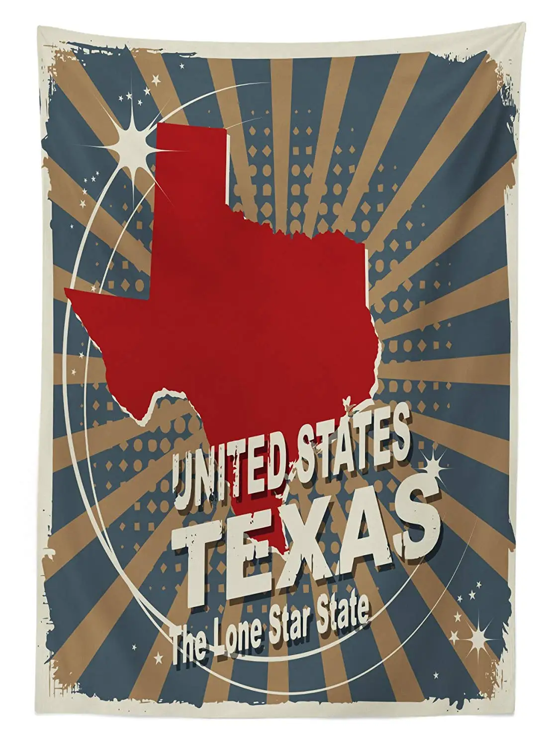 Texas скатерть Ретро Sunburst эффект карта Техаса Одиночная звезда состояние с Изношенным видом винтажный США Декор путешествия стол для пикника