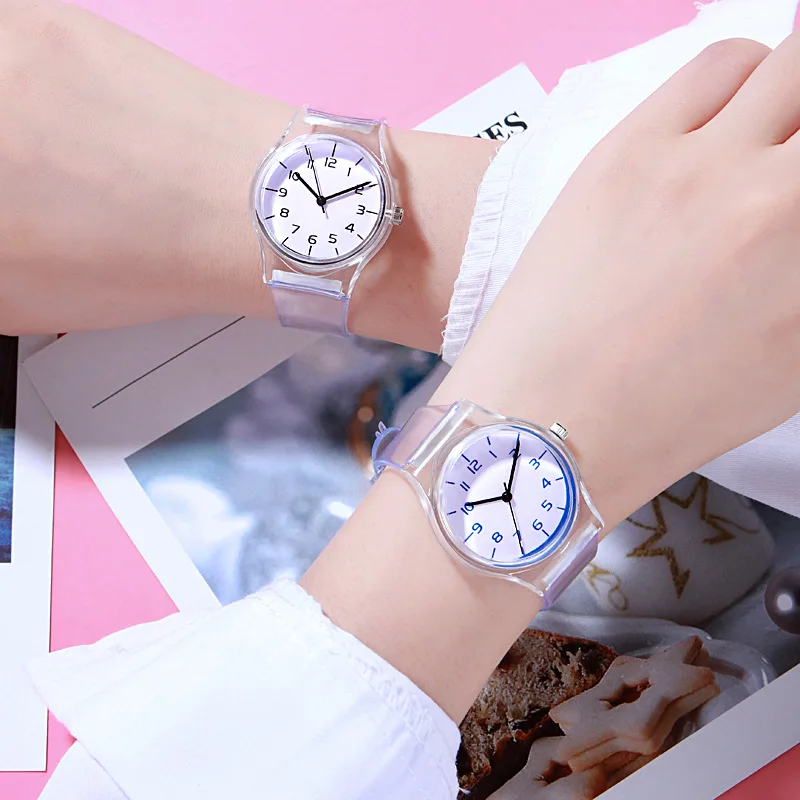 Children Watch The Girls Waterproof Students Lovely Fashion Boys and Girls Pink Is Soft Sister Kids Watches afbeelding