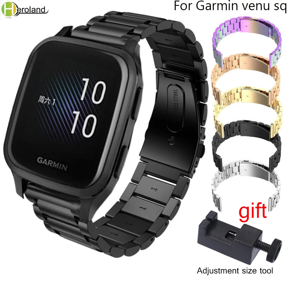 

For Garmin venu sq Smart Watch Strap Band Stainless Steel 22mm 20mm WatchStrap Quick Release Watchband Bracelet Belt Wriststrap