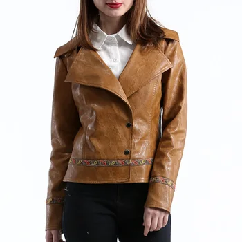 

Fashion Pu Leather Jacket Woman Long Sleeve Autumn Female Coat Lapel Collar Solid Ladies Outwear Casaco Feminino Veste Femme