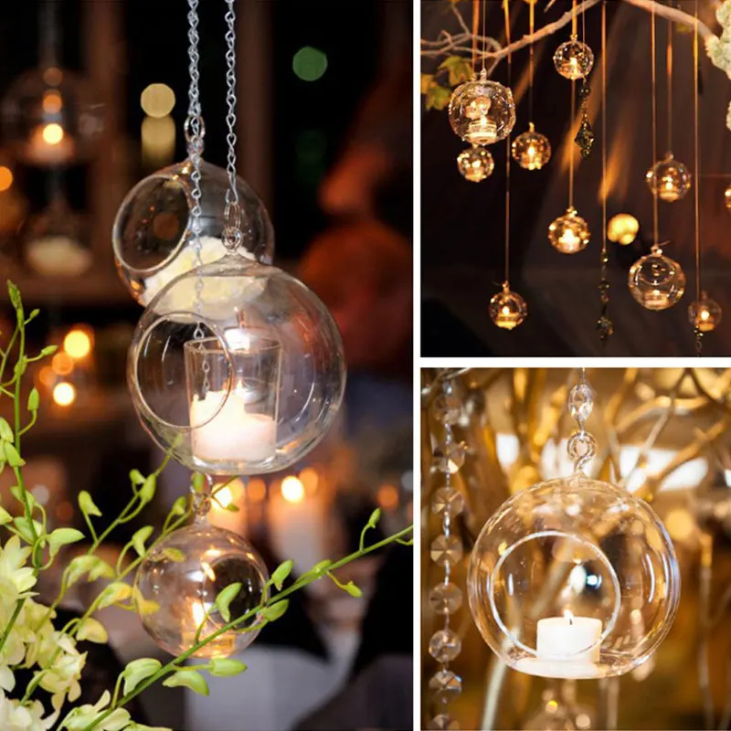 Candle holders 6/8/10/12Cm clear glass round hanging candle tea light holder