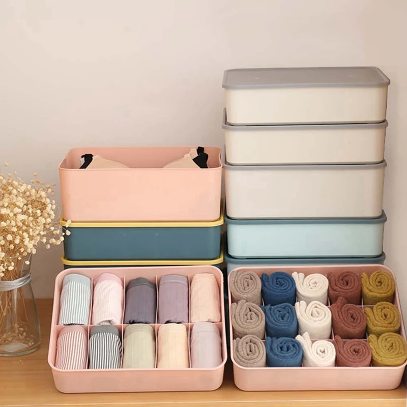 Ящики для хранения нижнее белье разделитель ящик с крышкой Шкаф Органайзер Ropa Interior Organizador для галстуков Носки Шорты бюстгальтер Органайзеры