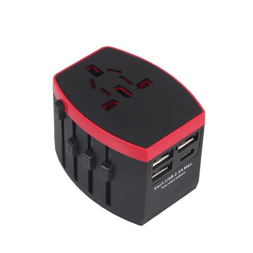 Neoteck Универсальный адаптер для путешествий мульти зарядное устройство 3 USB 1 тип-c AC мощность стены электрические вилки Розетки конвертер EU/US/UK/AU