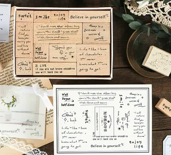 

12PCS/LOT The Poem And Words Theme Creative Wooden Stamps DIY Bullet Journal Diary Decoration Stickers Supplies Free Shipping