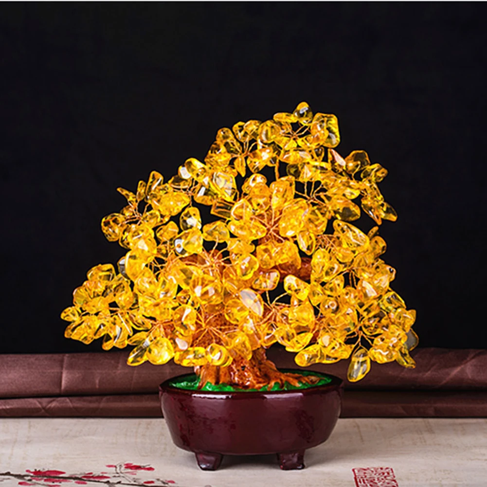 

Crystal Money Tree Mini Colorful Office Feng Shui Home Bonsai Style For Wealth Birthday Table Decoration Gift Good Luck Ornament