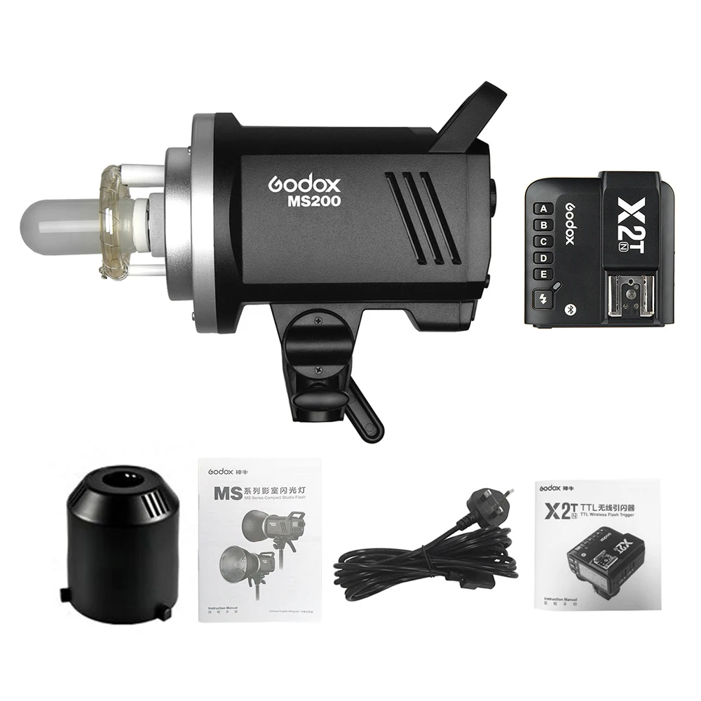 Godox MS200 студийная вспышка стробоскоп свет GN53 5600K с 150 Вт лампа Bowens крепление+ X2T-N i-ttl вспышка триггер для Nikon DSLR камеры