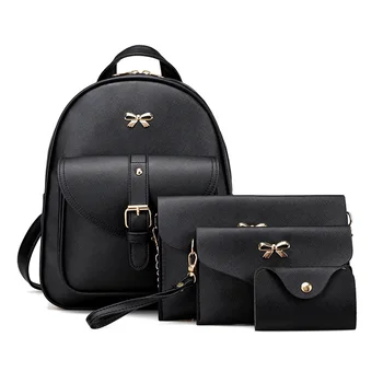 

Backpack School Bag Casual Durable Bowknot Fabala Multi-use Travel Bags PU Leather Shoulder Durable Travel Bags