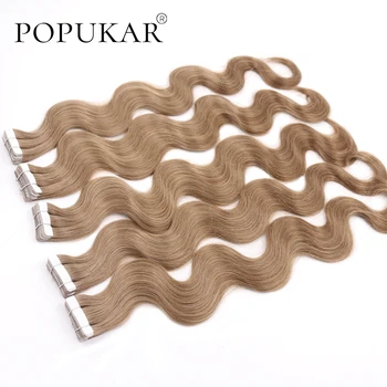 

Popukar Malaysian body wave invisible 20pcs 40g 20inch russian tape in hair extensions human for hair salon