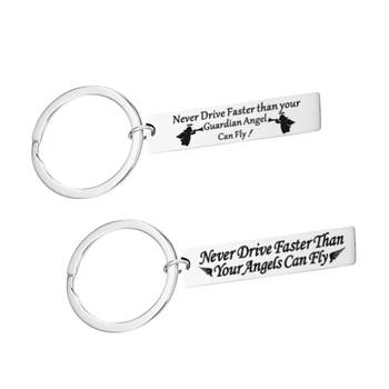 

Never Drive Faster Than Your Guardian Angel Can Fly Hand Stamped Keychain Guardian Angel Key Chains New Driver Sweet Gifts