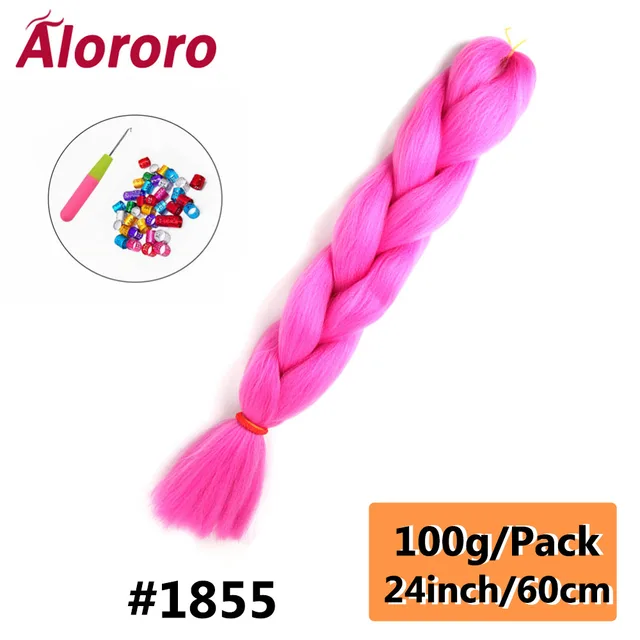 Jumbo Braid Hair Extensions Green Synthetic Braiding Hair 24 Inch Afro Blue Pink Purple Blonde Ombre Hair for Braids Alororo 24inches-1855