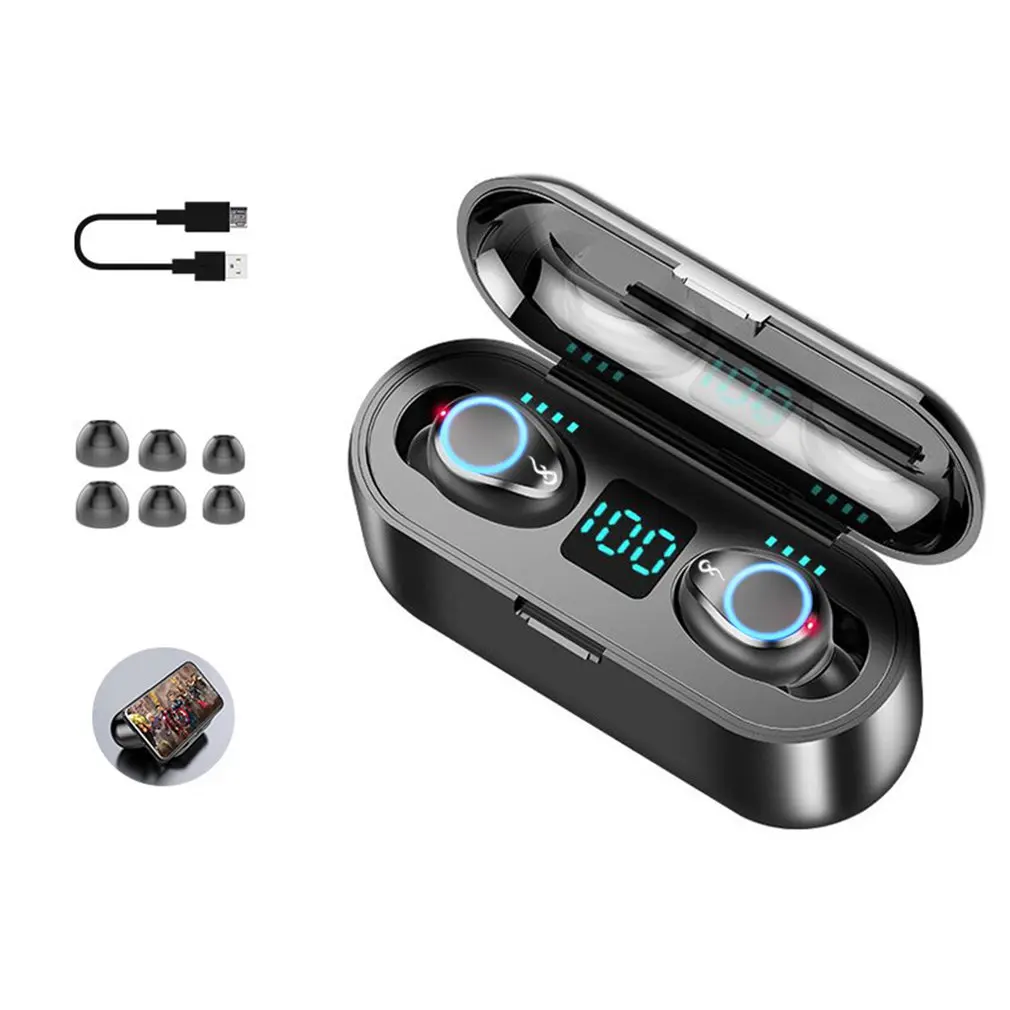 In Ear Earphones wireless headphones Bluetooth V5 0 F9 TWS LED Display Earphones With Microphone Wireless Bluetooth Headphone