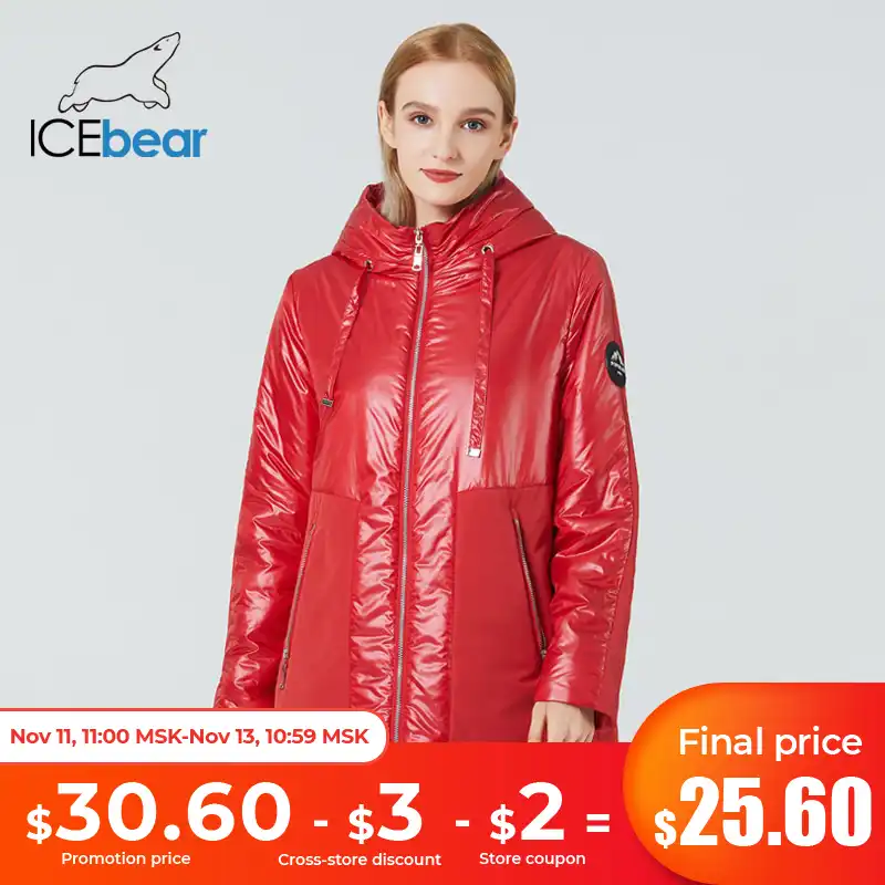 Icebear 2021 новая женская куртка с хлопковой подкладкой модное пальто капюшоном