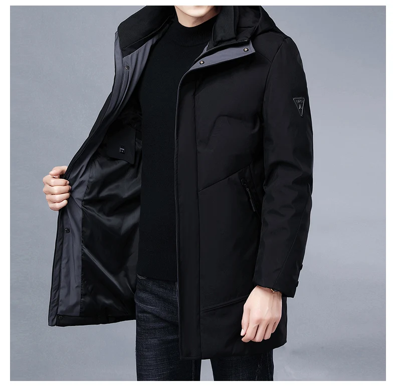 waterproof puffer jacket 2021 Winter New Men's Fashion Long Parka Top Quality 90% White Duck Down Coat Men Windbreaker with Hooded Jacket rab down jacket