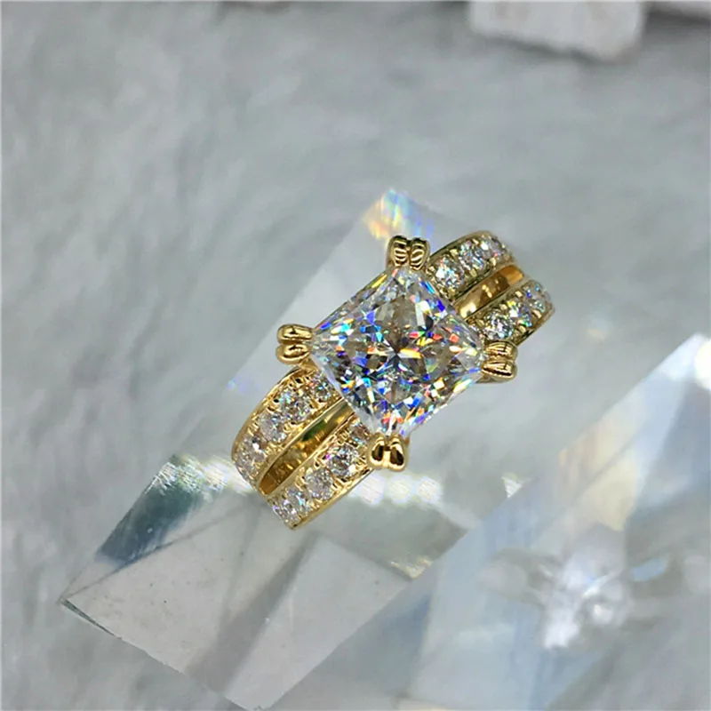 100% 18 К Золотое кольцо 2ct D Цвет VVS Moissanite с бриллиантами обручальное национальным