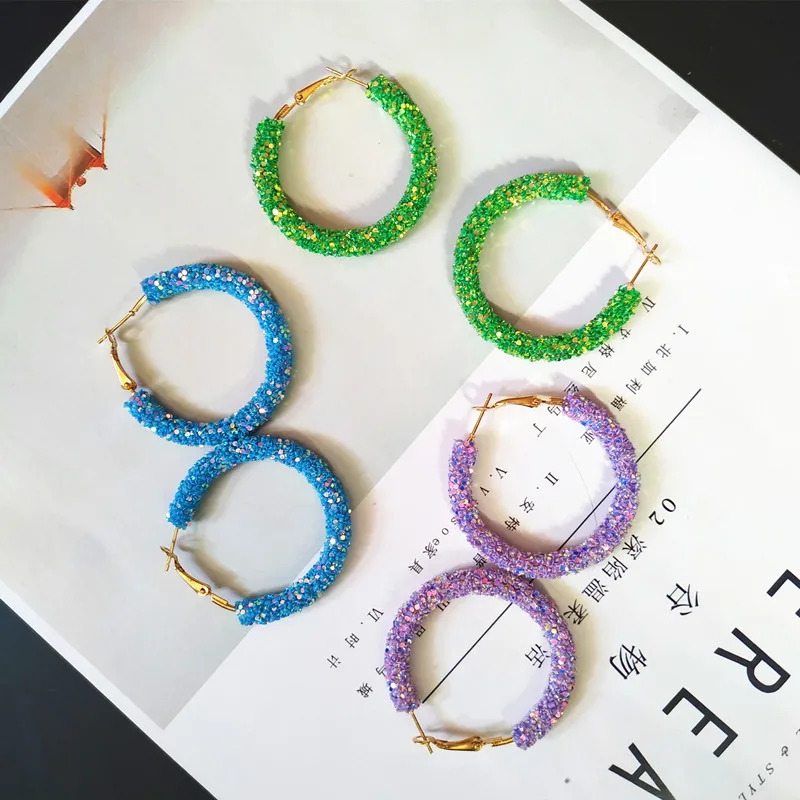 Совершенно дизайн модные очаровательные серьги-кольца Геометрическая круглая блестящая Серьга для женщин ювелирные изделия оптом