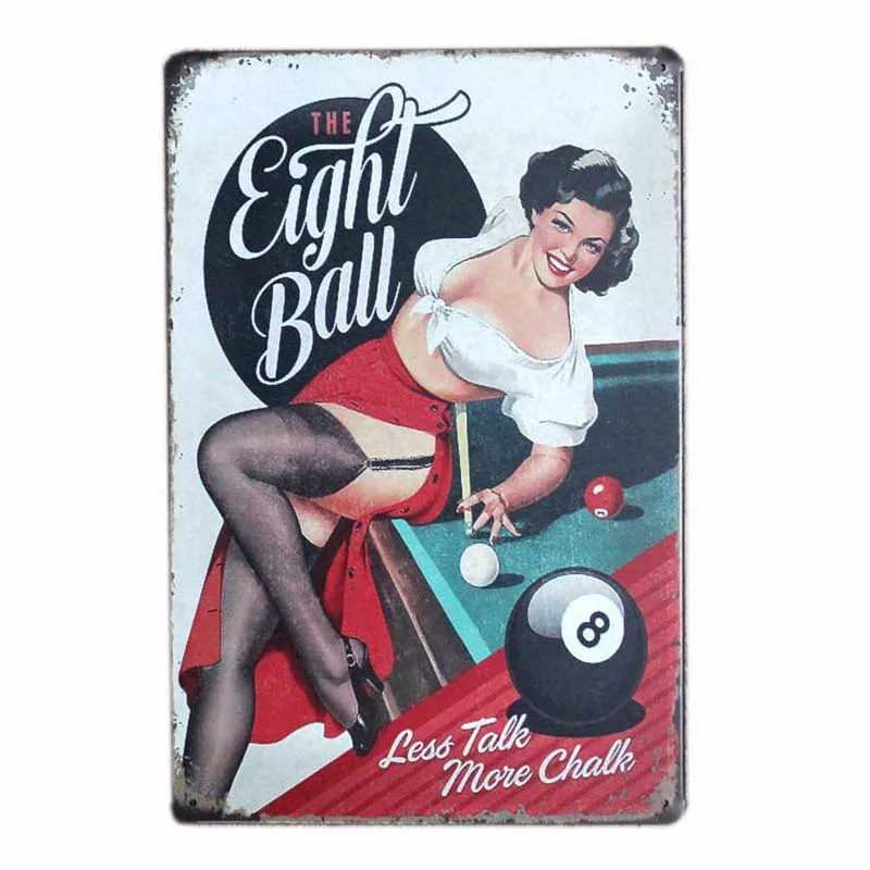 Pin Up винтажные наклейки девушка металлическая жестяная вывеска Pinup кафе украшение паба Ретро настенная доска декорации Декор для дома 20x30 см - Цвет: 081115B