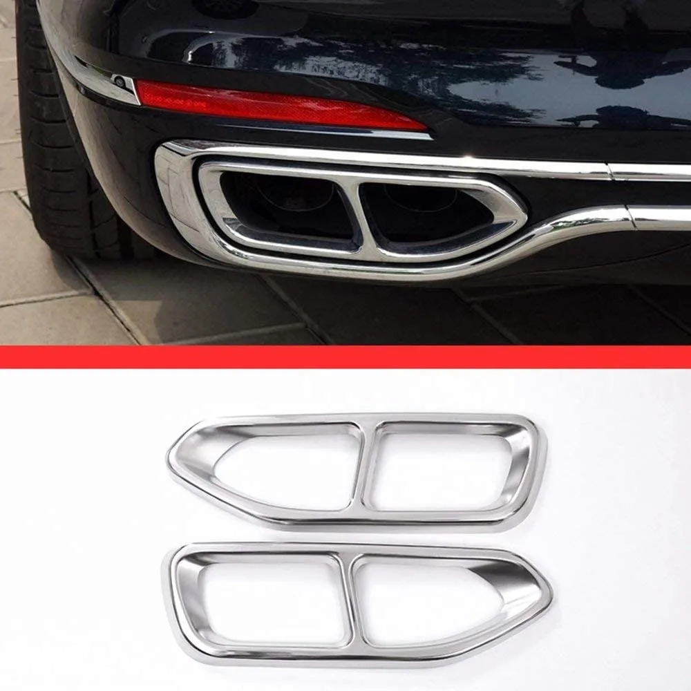 

304 Stainless Steel Rear Tail Exhaust Pipe Decoration Cover 2pcs For BMW 7 Series G11 G12 730 740 750li 2016 2017