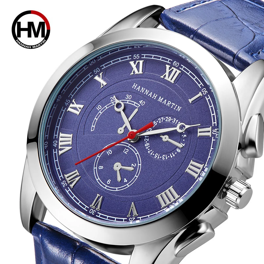 

Japan Movement Men Sports Watch Roman Numerals Waterproof Watch Quartz Leather Strap Watch Guangzhou