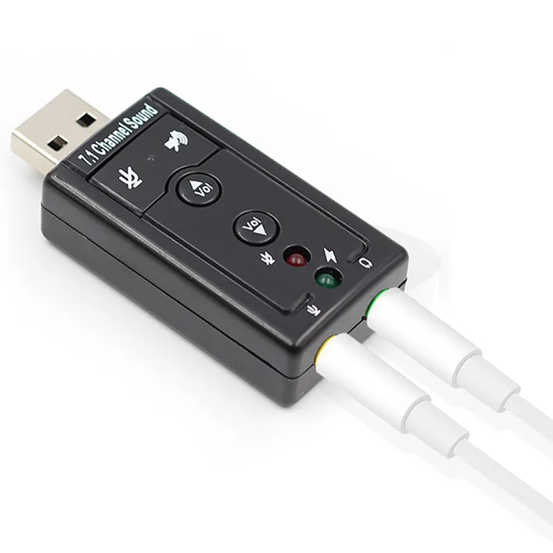 Звуковая карта Micphone, USB аудио адаптер 7,1, Внешняя USB звуковая карта, USB к разъему 3,5 мм, аудио адаптер для наушников