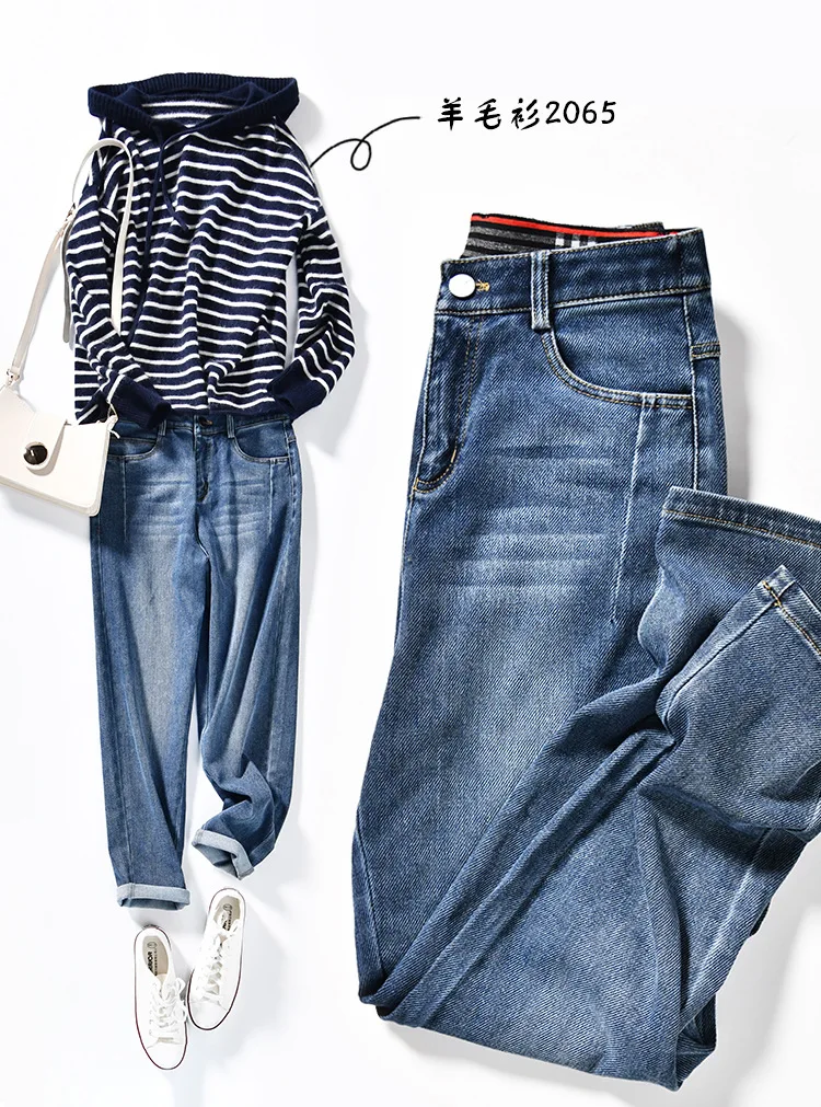 Черные джинсы для мамы, бойфренд, Джинсовый джемпер в уличном стиле, одноцветные потертые джинсы, женские зимние штаны с высокой талией в стиле рок, синие брюки