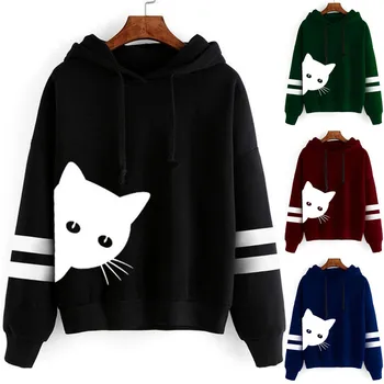 

Autumn New Fashion Womens Cartoon Print Long Sleeve Hoodie Sweatshirt Hooded Pullover Tops Blouse Free Ship толстовка Z4
