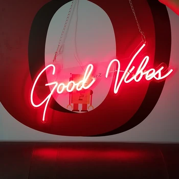 

Modern Neon Sign Lights Good Vibes Personalized Custom Waterproof Led 3D Acrylic Wall Hanging Office Home Decor Light Up Signs