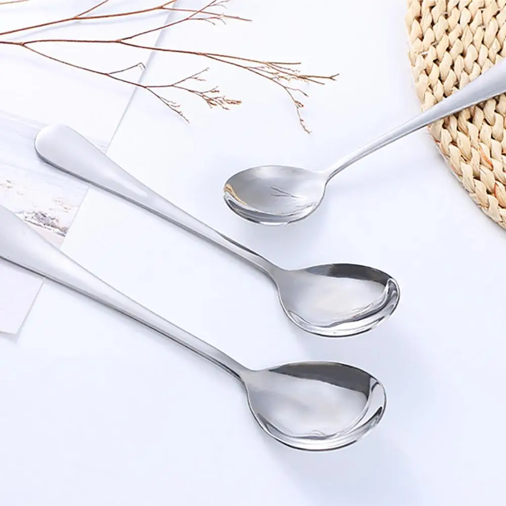 

3 Sizes Kitchen Long Handle Stainless Steel Ice Cream Dessert Coffee Tea Spoon Tableware Coffee Drinking Tools Kitchen Gadget