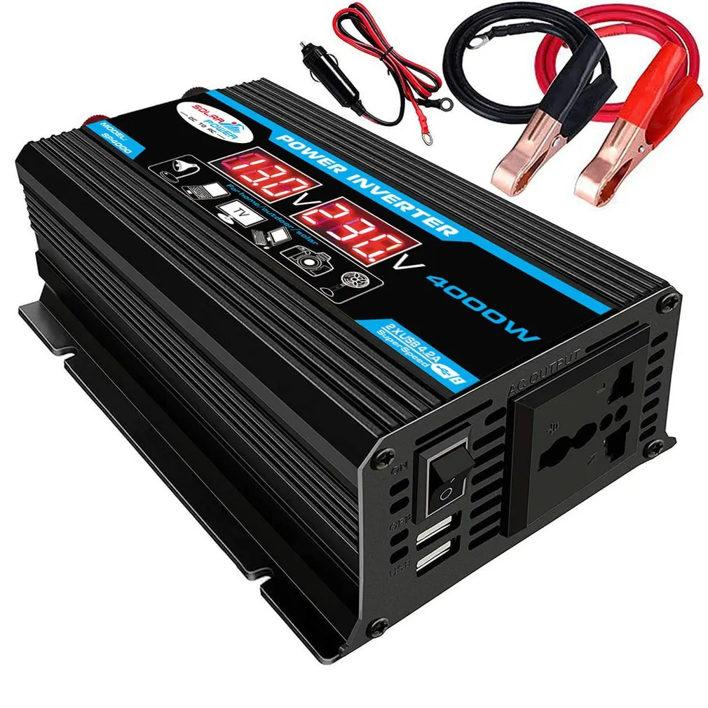 6000W Digital Car Inverter 12V To 220V Modified Sine Wave Inverter Voltage Converter + Lcd Display