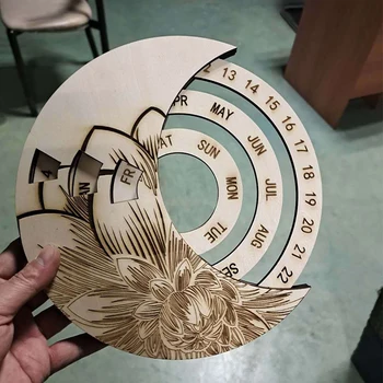 

Multifunctional Wooden Calendar Round Perpetual Calendar Study Desk Calendar Handicraft Decoration Wooden Crafts Calendar