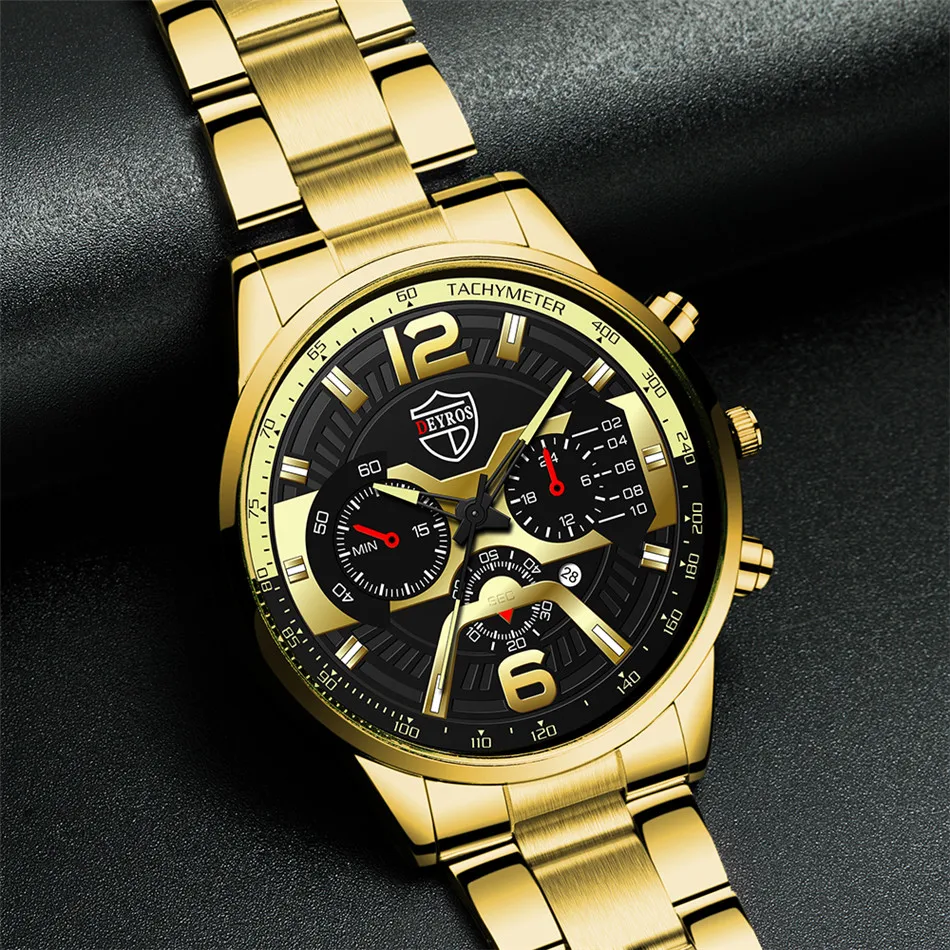 2022 Mens Fashion Watches Luxury Men Stainless Steel Quartz Wrist Watch Male Business Casual Gold Bracelets relogio masculino